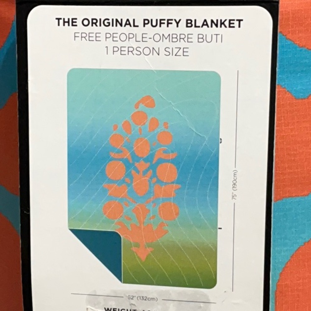 FP MOVEMENT X RUMPL Original Puffy Blanket Blue/Green Ombré  52” x 75” $179 NWT - Picture 3 of 9